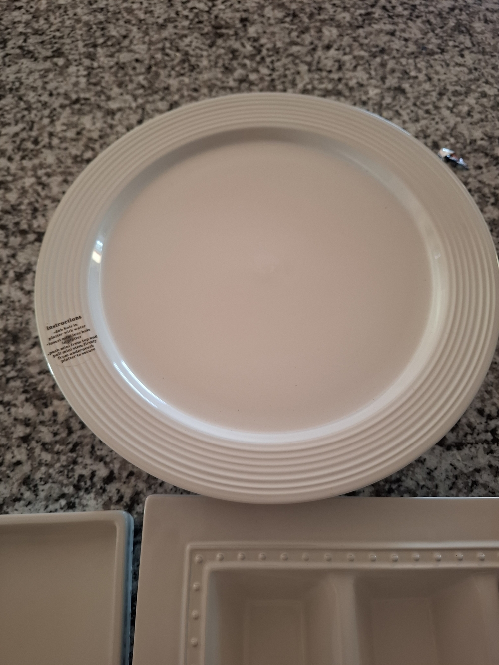 Nora Fleming Cream Ridged Ceramic Serving Plate or Napkin Holder or Garnish Dish